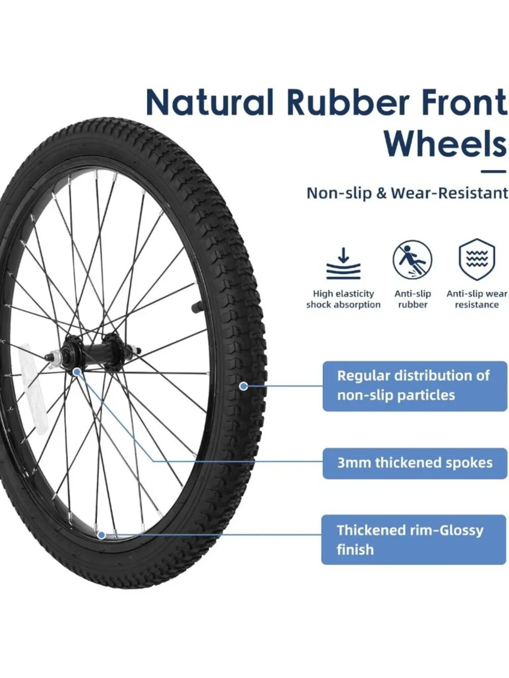 Kids Bike Front Wheels Replacement - Solid Rubber Tire & Inner Tube, 12-20 Inch